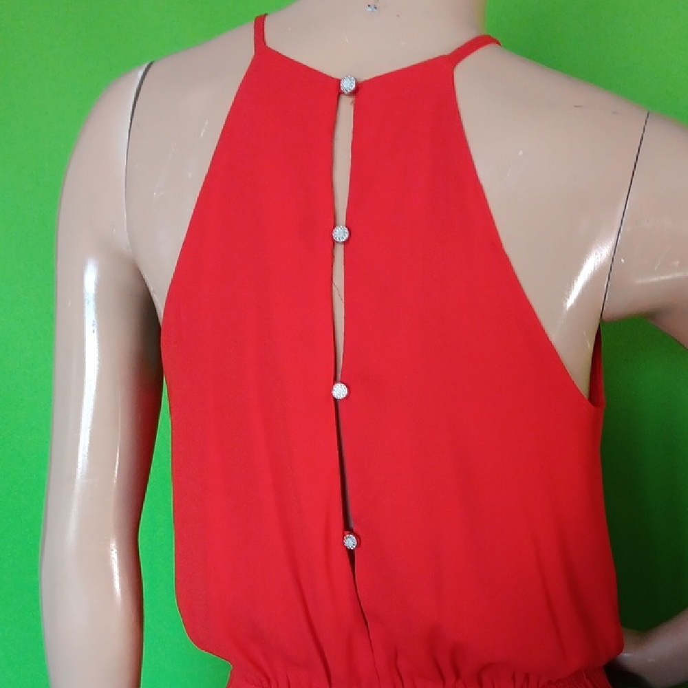 One Clothing Vibrant Red Halter Romper, Sz. Lg - Picture 5 of 7
